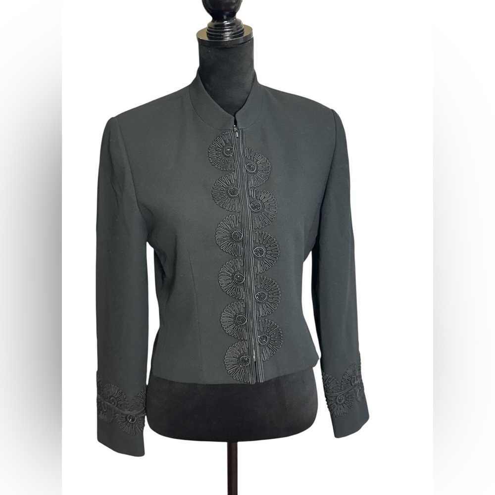 b. bennett Black Structured Embroidered Jacket Sm… - image 2